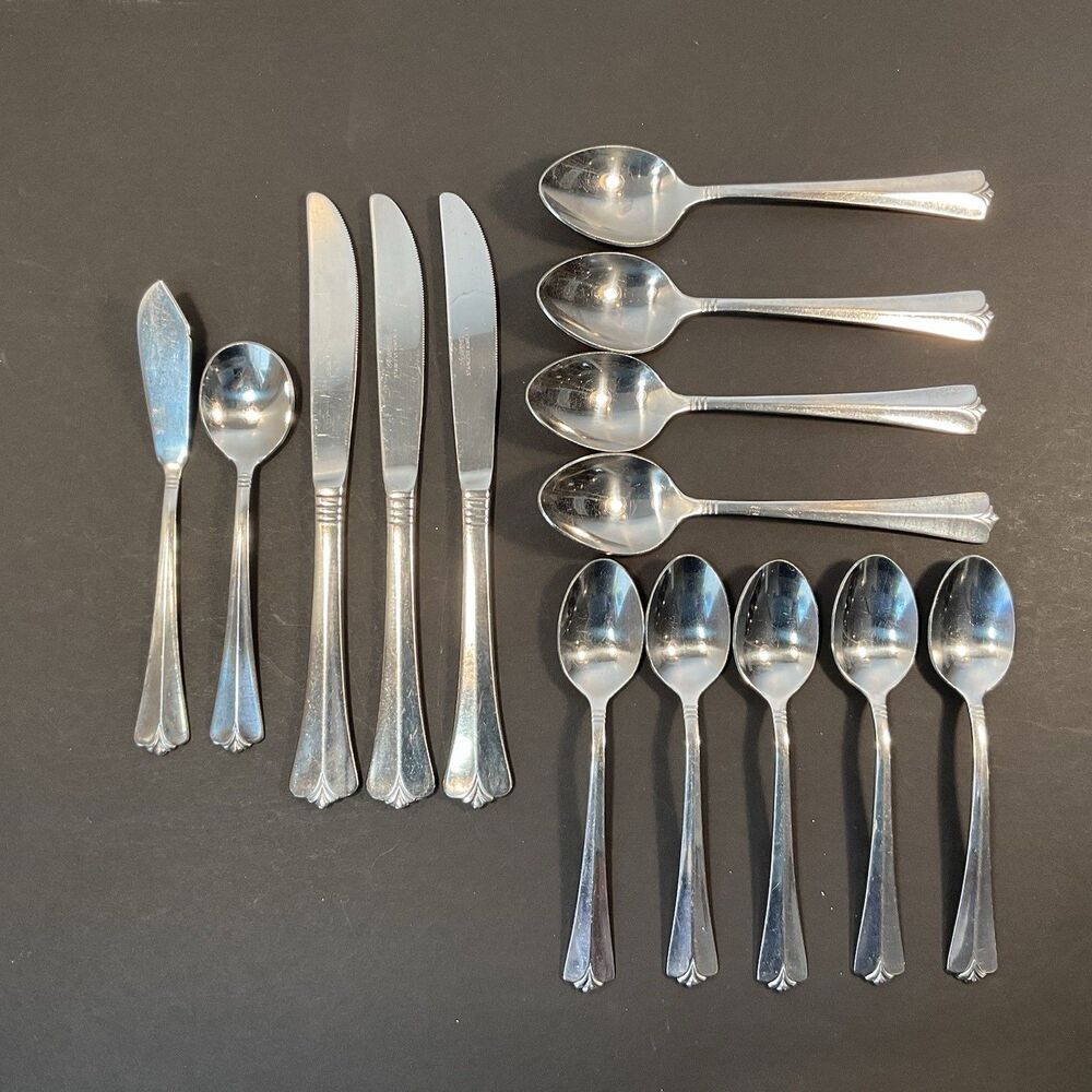 Rogers Co VICTORY Stainless Flatware Korea Stanley Roberts 14 Pcs Spoons Butter